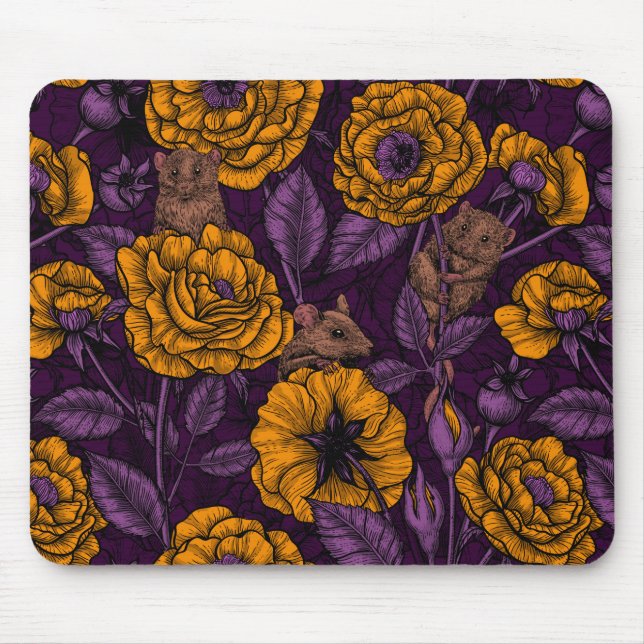 Mousepad A festa dos ratos em laranja e violeta (Frente)