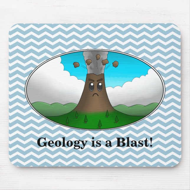 Mousepad A geologia é uma explosão! Vulcão de Cartoon (Frente)