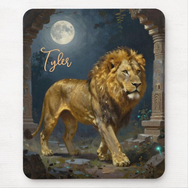 Mousepad A Golden Lion Strolling under the Moon Personalize (Frente)