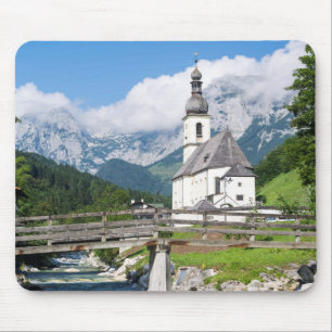 Mousepad A igreja paroquial de Ramsau na Baviera, Alemanha