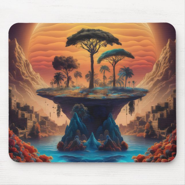 Mousepad A ilha no pôr do sol. (Frente)