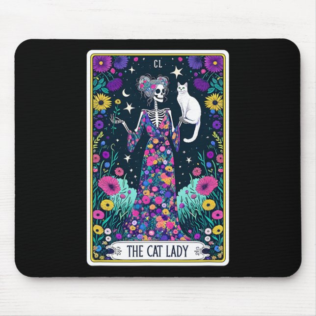 Mousepad A Lady Tarot Card Skeleton Dia de as mães Cat L (Frente)