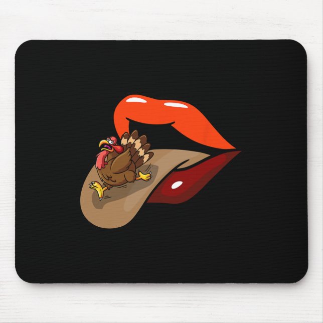 Mousepad A Língua Turca Fora Dia de Ação de Graças Lábios E (Frente)