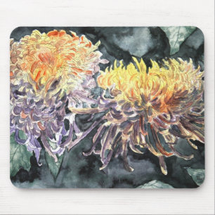 Mousepad A mãe do crisântemo floresce a pintura da aguare