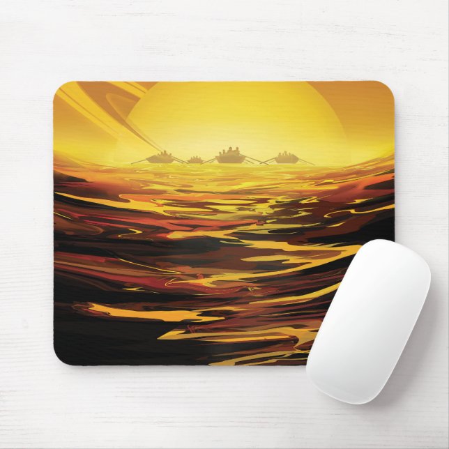Mousepad A maior lua de Poster-Saturno do espaço retrô, Tit (Com mouse)