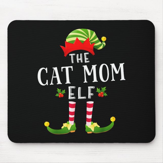 Mousepad A Mamãe do Gato Elfo Natal Combinando Pijama Homen (Frente)