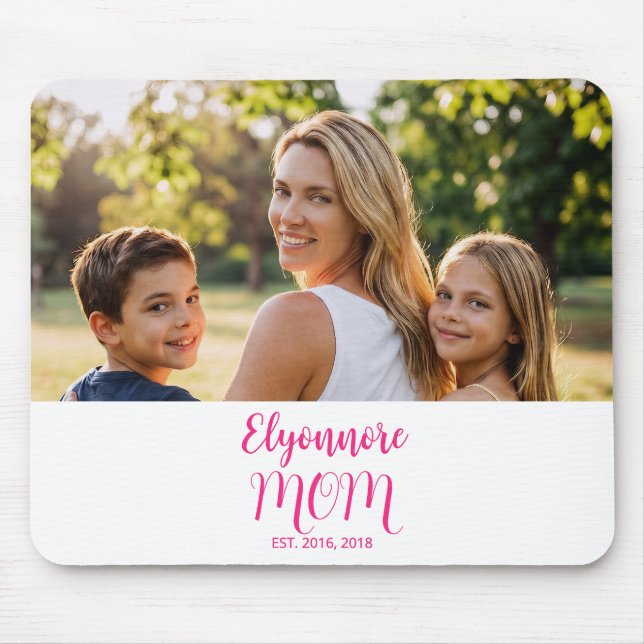 Mousepad A mamãe estabeleceu o nome do script rosa (Frente)