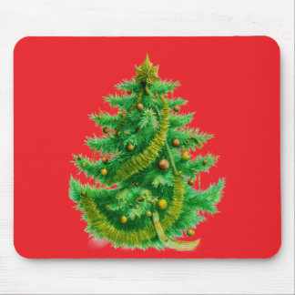 Mousepad A Mandelbrot Christas Tree With Red & Green Bulbs