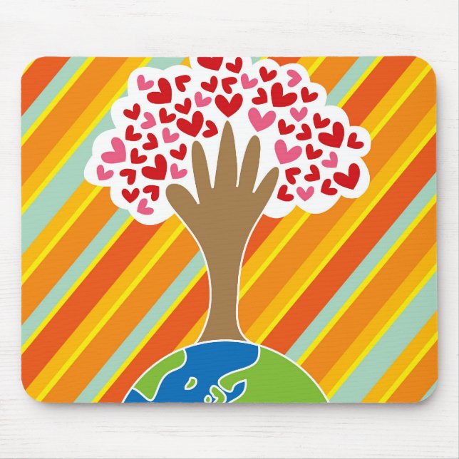 Mousepad A Mão da Terra e Árvore de Amor do Coração Vermelh (Frente)