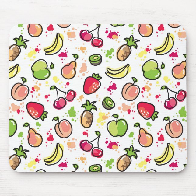 Mousepad a mão tirada frutifica teste padrão (Frente)