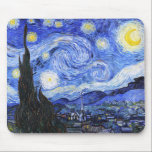 Mousepad A Noite Estrelada de Van Gogh<br><div class="desc">A pintura a óleo do mestre holandês Vincent Van Gogh (1853-1890) Provavelmente sua pintura mais famosa, Van Gogh pintou "A Noite Estrelada" em 1889 da memória enquanto em um asilo na França onde ele se registrou para depressão. A cena retrata a vista de sua janela de quarto. Na pintura há...</div>