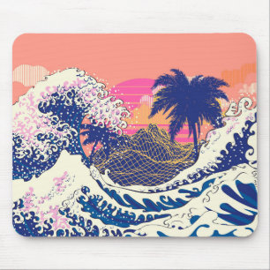 Mousepad A onda de excelentes de kanagawa e palmeiras