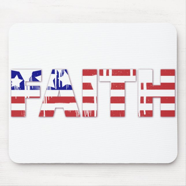 Mousepad A palavra "Fé" com a bandeira americana (Frente)