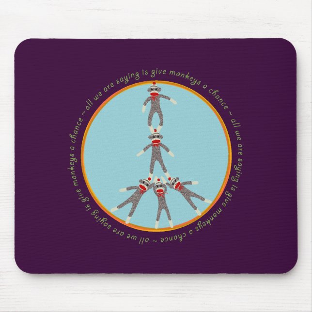 Mousepad A paz Monkeys o tapete do rato (Frente)
