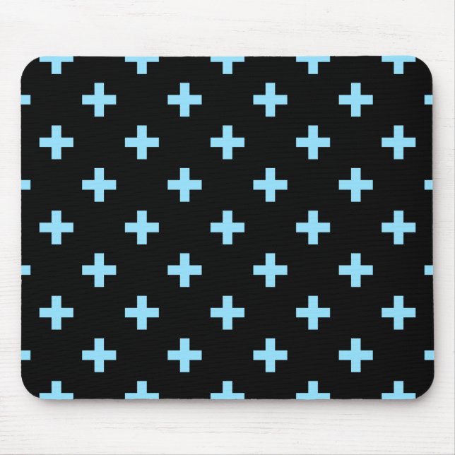 Mousepad A polca azul-bebê cruza a preto (Frente)