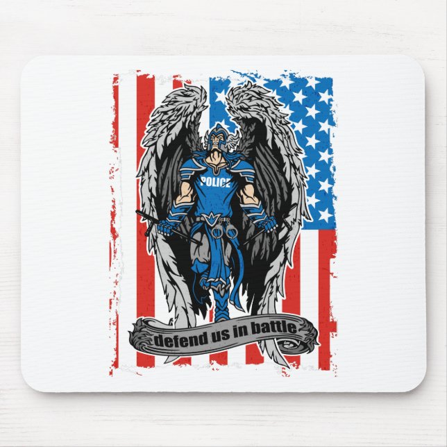 Mousepad A polícia de St Michael defende-nos na batalha (Frente)