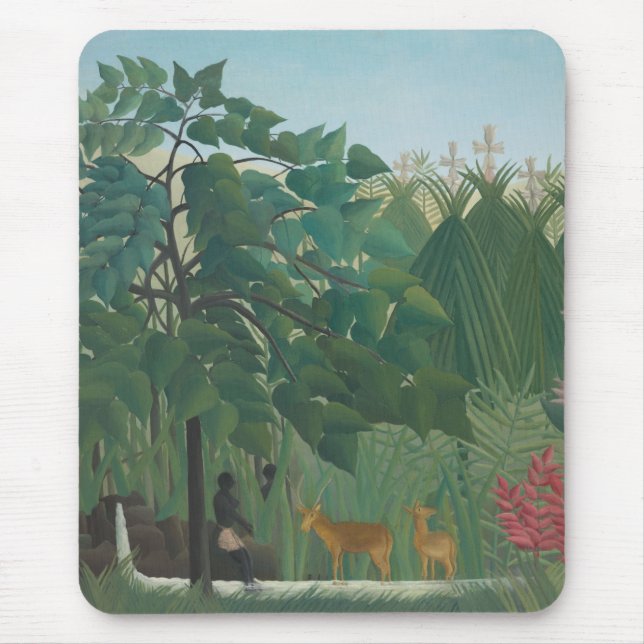 Mousepad A Quebra d'água de Henri Rousseau, Vintage Fine Ar (Frente)