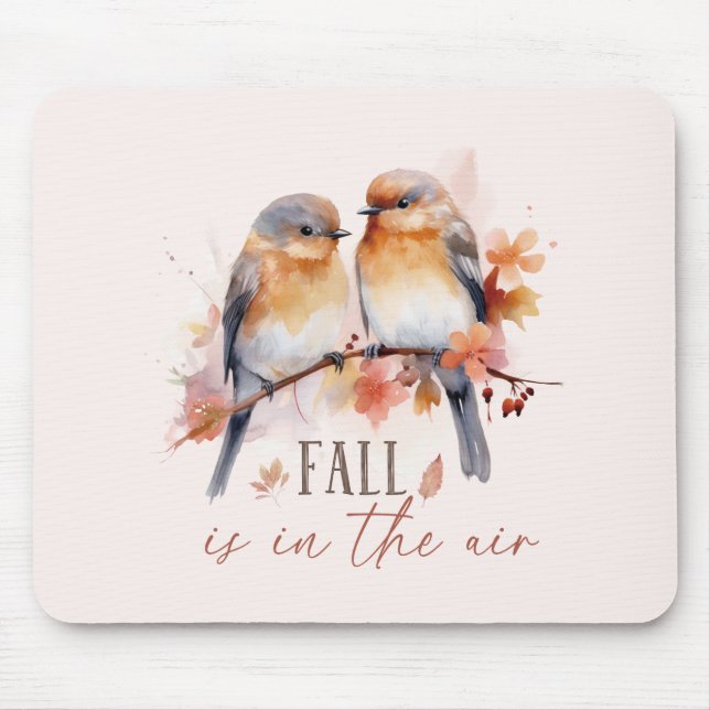 Mousepad A Queda Está No Ar - Aves Cutas E Folhas De Outono (Frente)