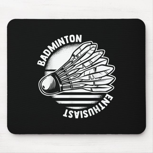 Mousepad A Raquete de Badminton Shuttle do Entusiasta de Ba (Frente)