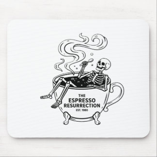 Mousepad A Ressurreição do Espresso Esqueleto Divertido Caf