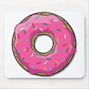 Mousepad A rosquinha cor-de-rosa dos desenhos animados com