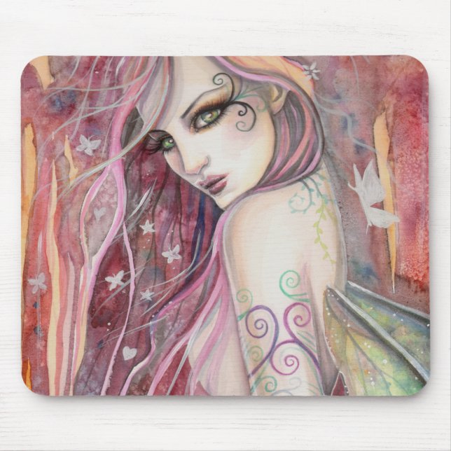 Mousepad A Shy Flirt Modern Fairy Fantasy Art (Frente)