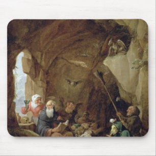 Mousepad A tentação de St Anthony em uma caverna rochosa