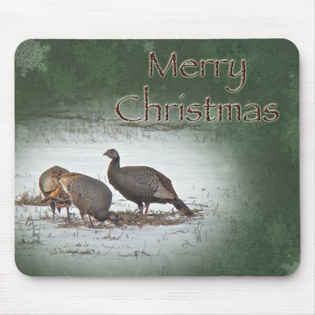 Mousepad A Turquia Selvagem de Natal no Campo de Snowy (Frente)