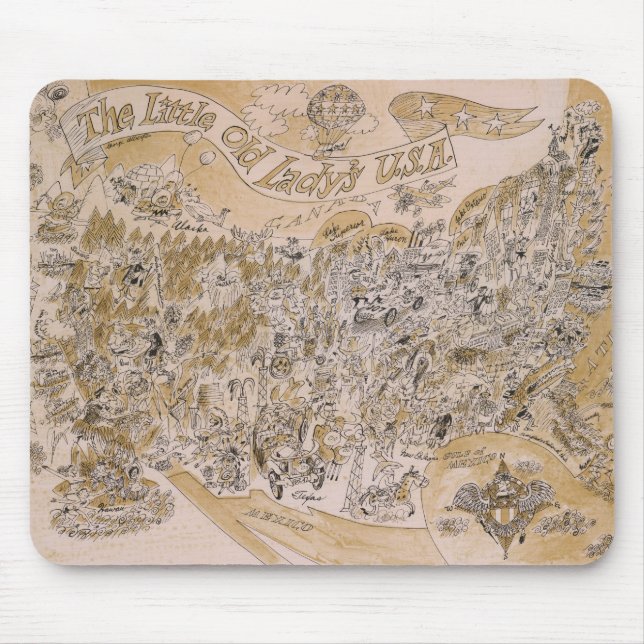 Mousepad A.U.A. de pequena senhora Mapa (Cartoon) (Frente)