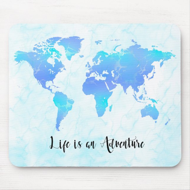 Mousepad A Vida do Mapa do Mundo Roxo e Azul é uma aventura (Frente)