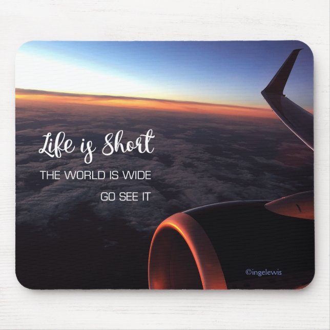 Mousepad A vida é… asas curtas das nuvens do céu inspiradas (Frente)