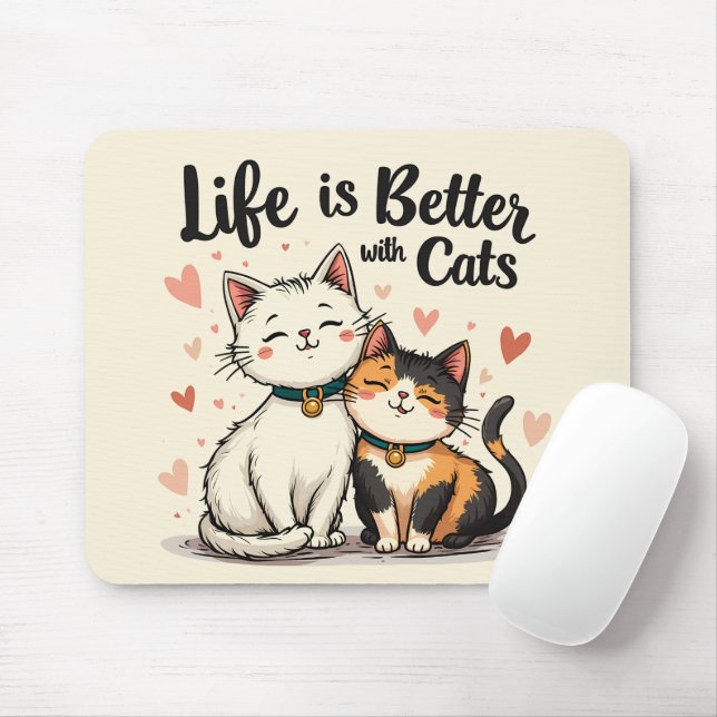 Mousepad A vida é melhor com a estética gata-gata (Com mouse)