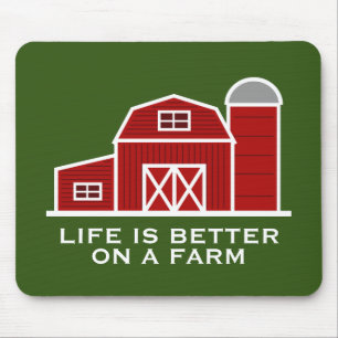 Mousepad A vida é melhor em uma fazenda do celeiro vermelh