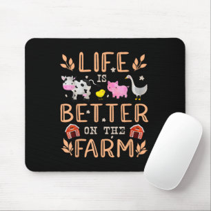 Mousepad A Vida É Melhor Na Fazenda Animais Fofos Fazendeir