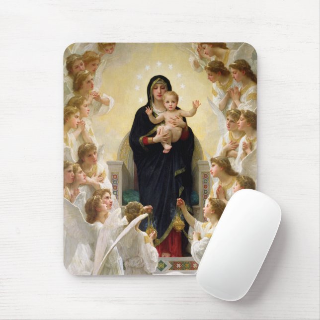 Mousepad A Virgem com Anjos - William-Adolphe Bouguereau (Com mouse)