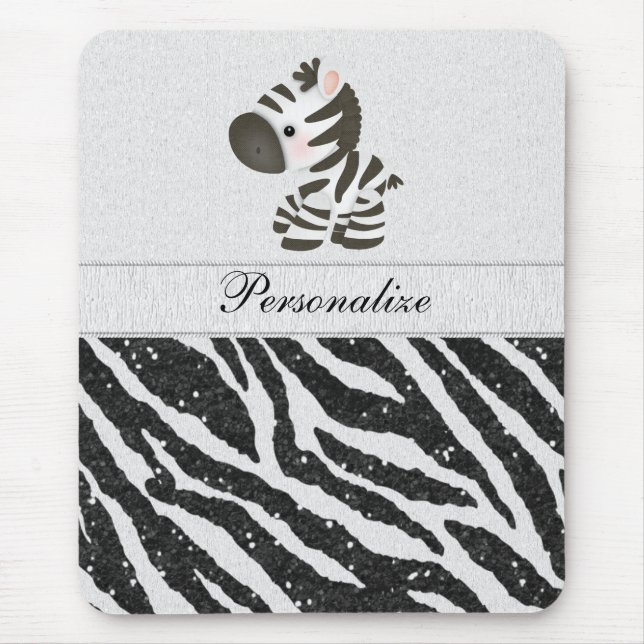 Mousepad A zebra bonito & o preto imprimiram o impressão (Frente)