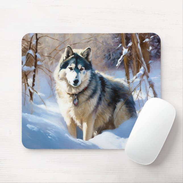 Mousepad Aaskan Malamute Deixe Nevar Natal (Com mouse)