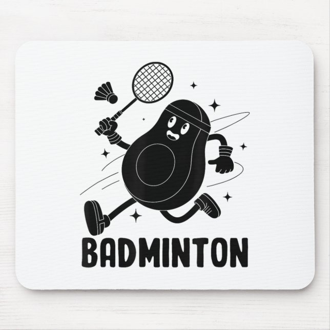 Mousepad Abacate Jogando Badminton Comida Vegetariana Saudá (Frente)