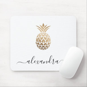 Mousepad Abacaxi branco de cobre mínimo Elegante