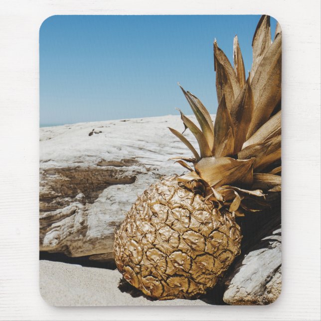Mousepad Abacaxi Dourado na praia (Frente)