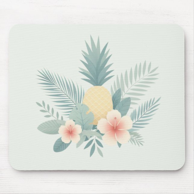Mousepad Abacaxi floral e havaiano (Frente)