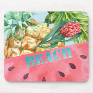Mousepad Abacaxi Frio Melancia Hibisco Folhas de Palmeira