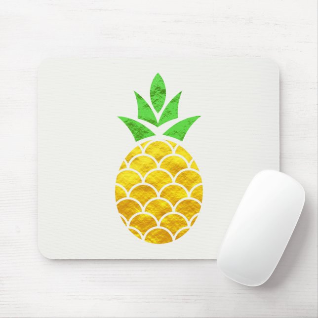 Mousepad Abacaxi Geométrico de Folha de Verão Personalizada (Com mouse)