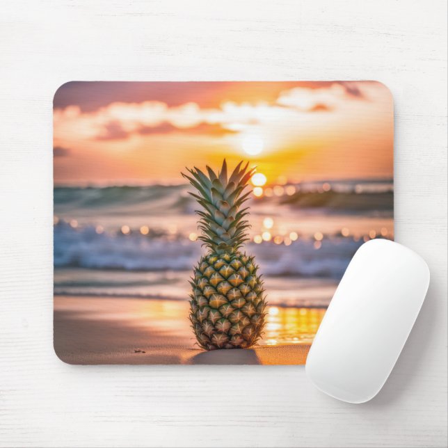 Mousepad Abacaxi na praia tropical (Com mouse)