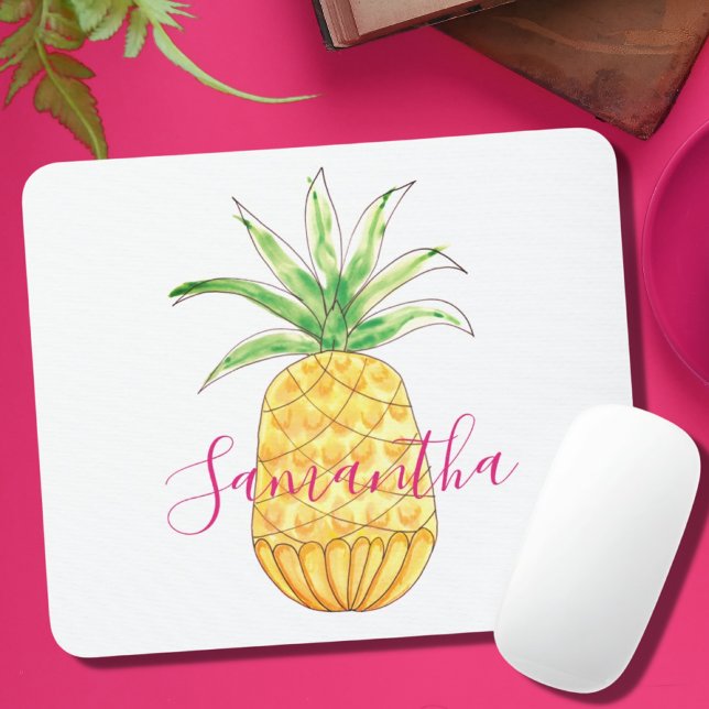 Mousepad Abacaxi Tropical Nome Monograma (Criador carregado)