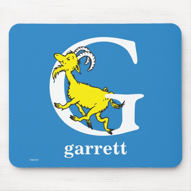Mousepad ABC do Dr. Seuss: Letra G - Branco | Adicione seu  (Frente)