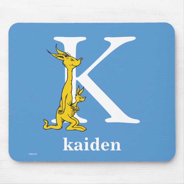 Mousepad ABC do Dr. Seuss: Letra K - Branco | Adicione seu  (Frente)
