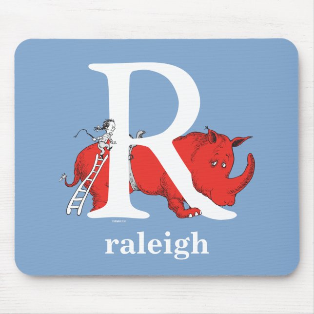 Mousepad ABC do Dr. Seuss: Letra R - Branco | Adicione seu  (Frente)