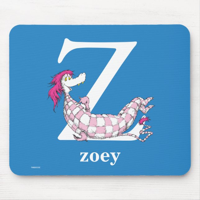 Mousepad ABC do Dr. Seuss: Letra Z - Branco | Adicione seu  (Frente)