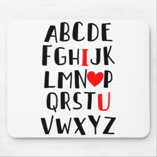 Mousepad Abcd Eu Amo Você Alfabeto Homens Mulheres Fofo Div